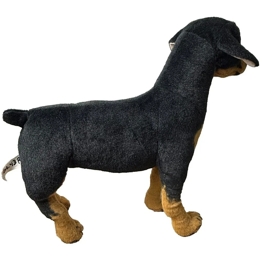 Rottweiler‎ Realistic Plush Black Brown Standing Dog Stuffed Animal Toy 20 x 17
